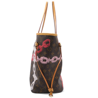 Louis-vuitton Sac Neverfull MM Edition Flower Chain en toile monogram marron