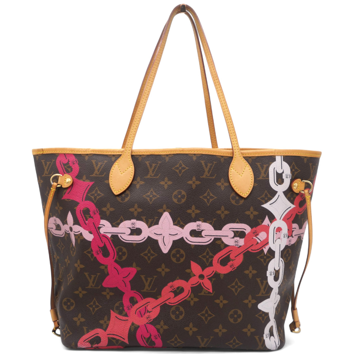 Louis-vuitton Sac Neverfull MM Edition Flower Chain en toile monogram marron