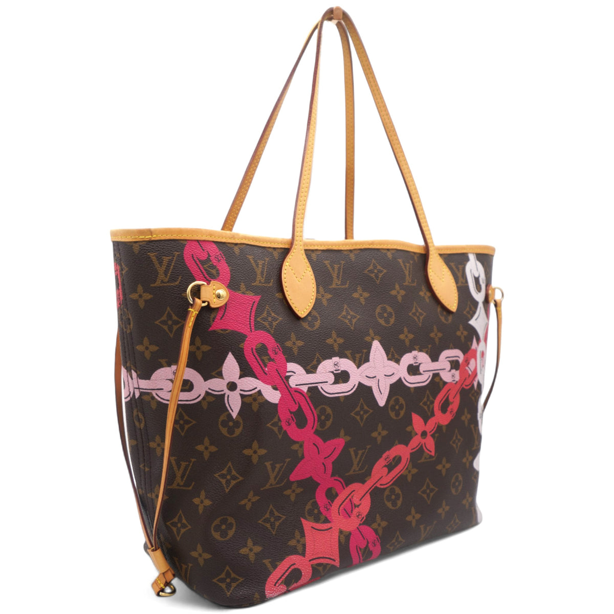 Louis-vuitton Sac Neverfull MM Edition Flower Chain en toile monogram marron