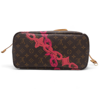 Louis-vuitton Sac Neverfull MM Edition Flower Chain en toile monogram marron