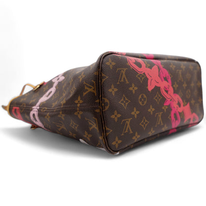 Louis-vuitton Sac Neverfull MM Edition Flower Chain en toile monogram marron
