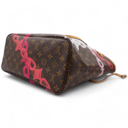 Louis-vuitton Sac Neverfull MM Edition Flower Chain en toile monogram marron