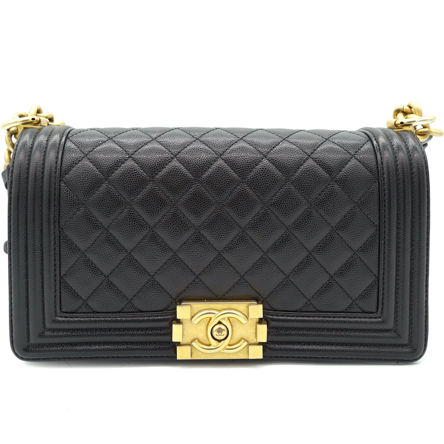 Black Caviar Quilted Old Medium Boy Flap