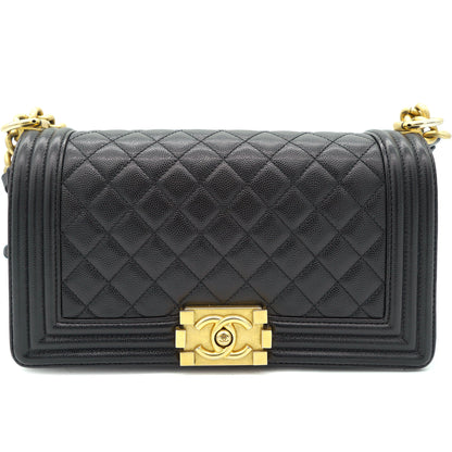 Black Caviar Quilted Old Medium Boy Flap