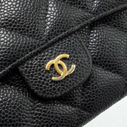 Chanel Classic flap long wallet Caviar black GHW