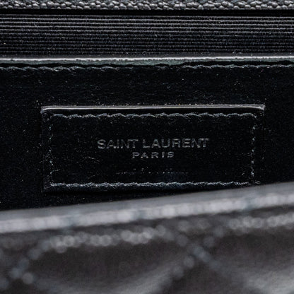 Saint Laurent/YSL Envelope Medium Chain Bag Grained Calfskin Mix Matelasse Black SHW