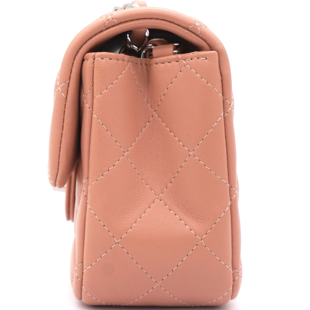 Lambskin Quilted Mini Rectangular Flap Dark Pink