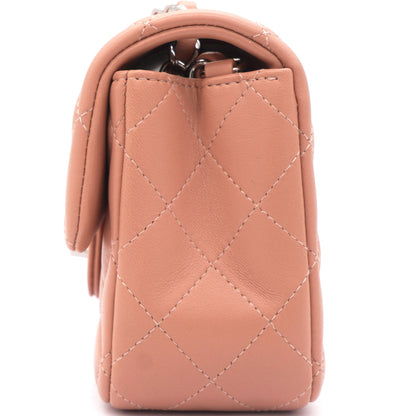 Lambskin Quilted Mini Rectangular Flap Dark Pink