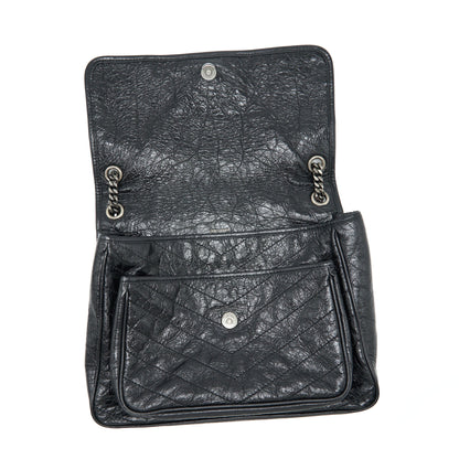 Saint Laurent Large Niki Shoulder Bag Calfskin Black SHW