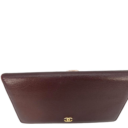 Chanel Vintage L-Yen Leather Wallet Burgundy