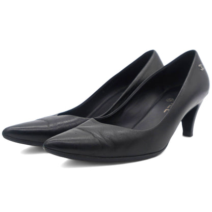 Black Leather Pointed Toe Pumps Size 37