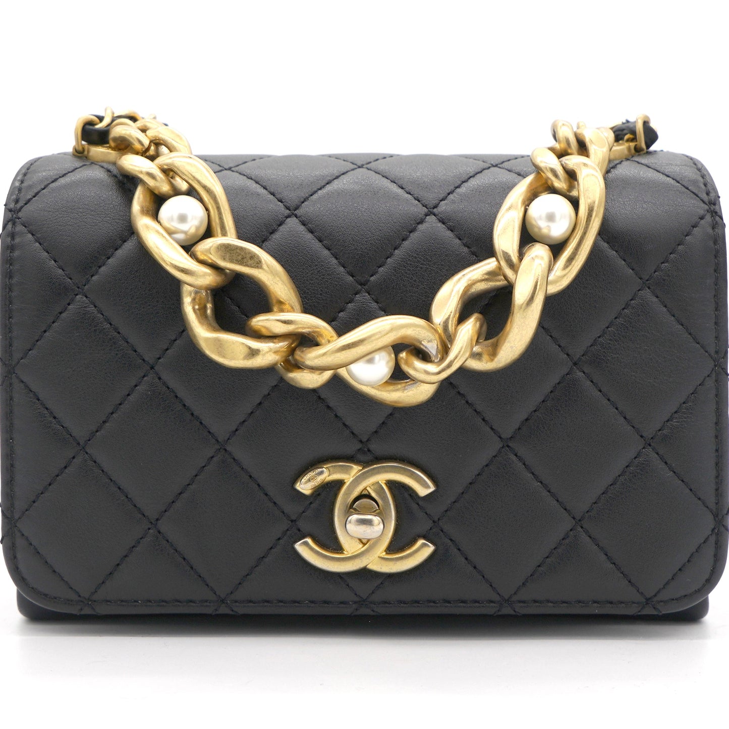Pearl Boy Chain Bag Black