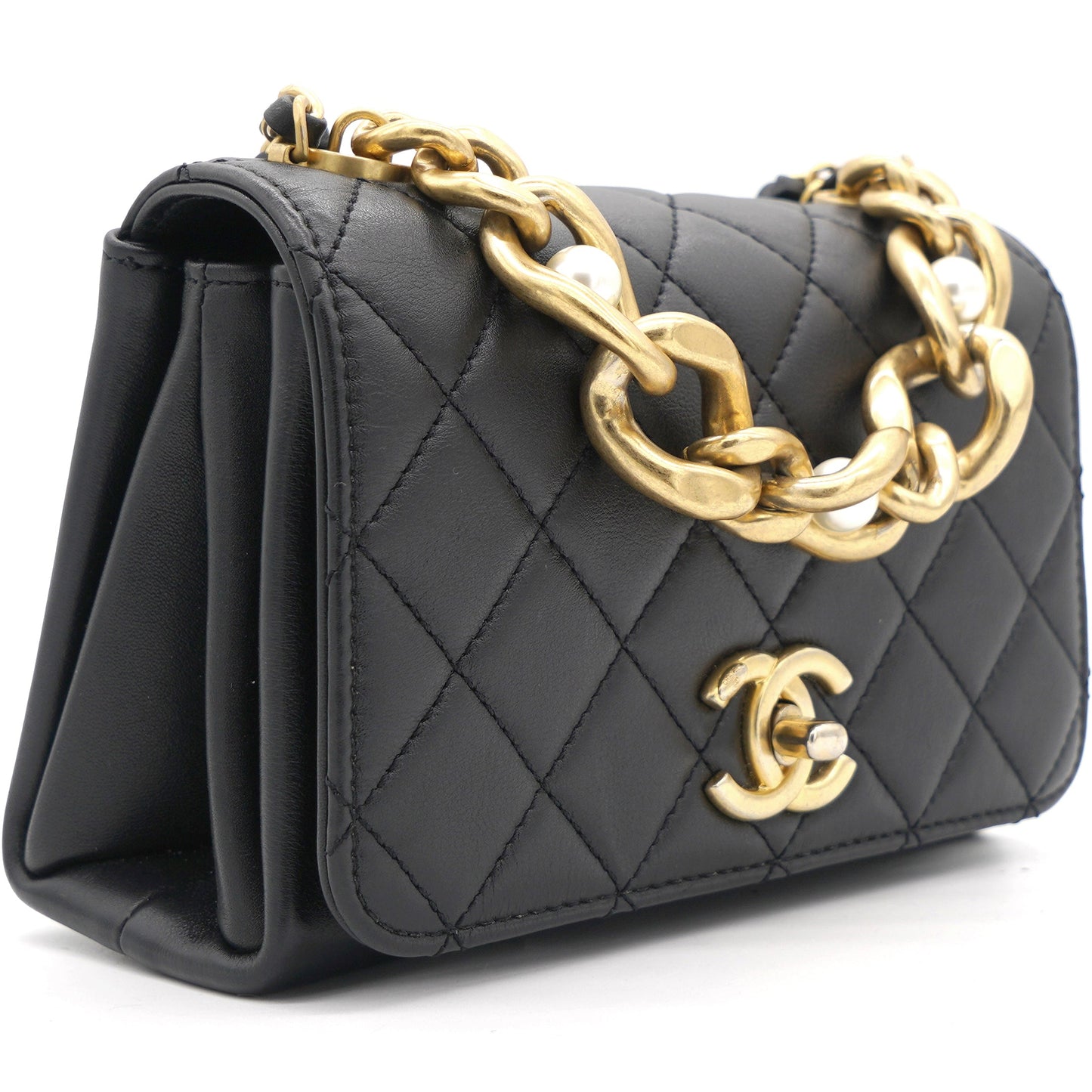 Pearl Boy Chain Bag Black