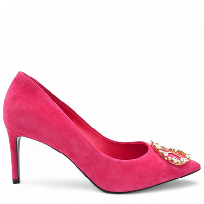 Louis-vuitton Suede Baby Goat Swarovski Crystal Madeleine Pumps Pink Size 38