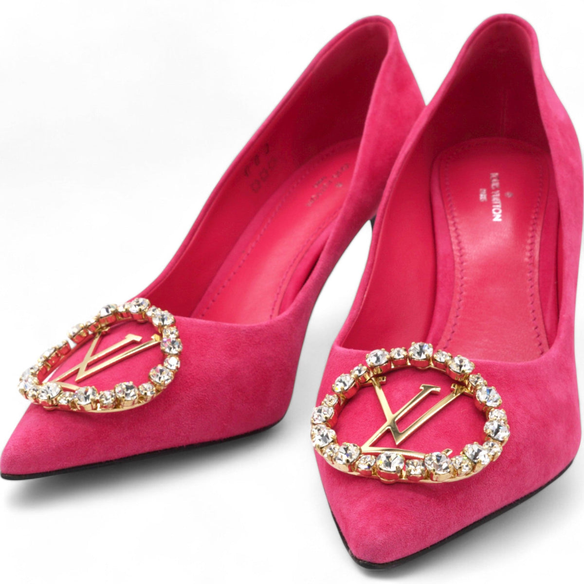 Louis-vuitton Suede Baby Goat Swarovski Crystal Madeleine Pumps Pink Size 38
