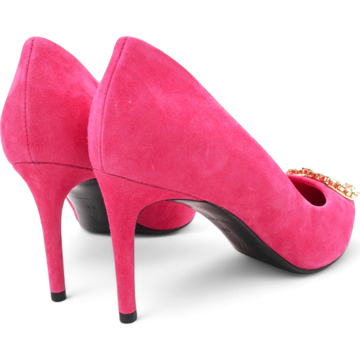 Louis-vuitton Suede Baby Goat Swarovski Crystal Madeleine Pumps Pink Size 38