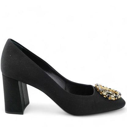 Louis-vuitton Black Satin Crystal Embellished Madeleine Pumps Size 38