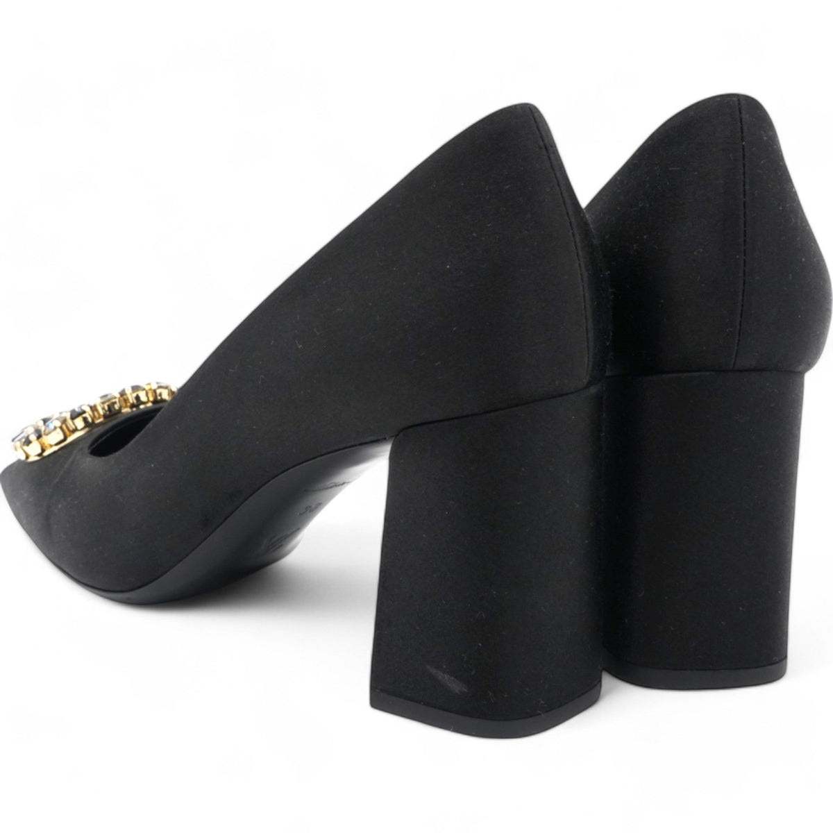 Louis-vuitton Black Satin Crystal Embellished Madeleine Pumps Size 38
