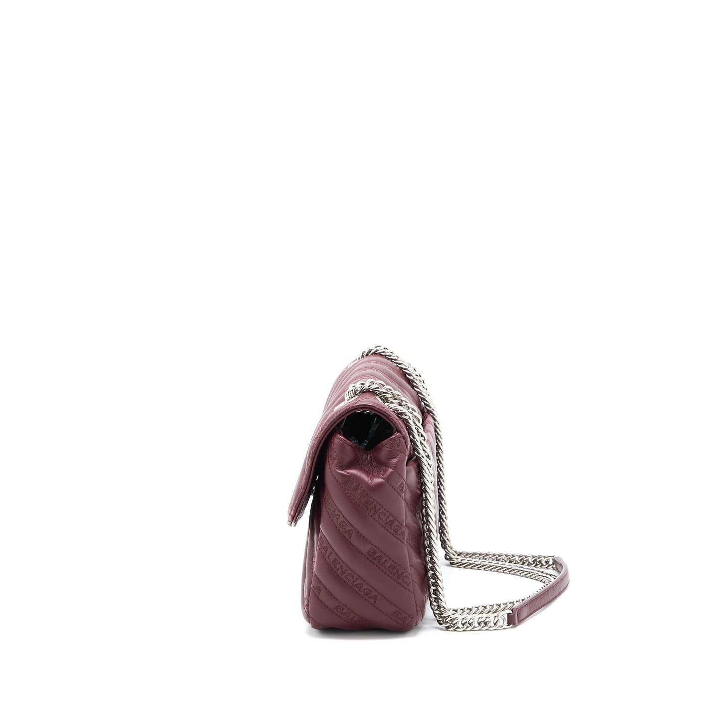 Balenciaga Logo Shoulder Bag Dark Red SHW