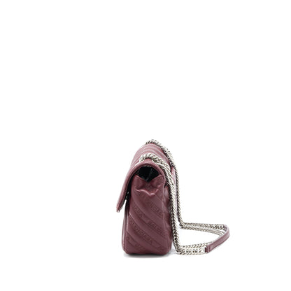 Balenciaga Logo Shoulder Bag Dark Red SHW
