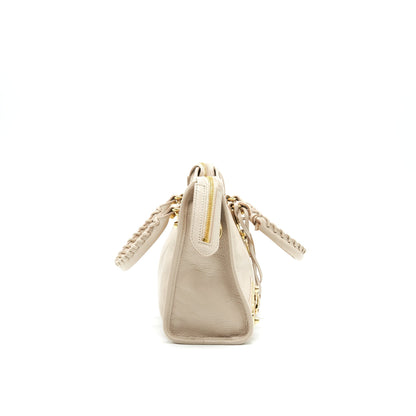 Balenciaga SMALL METALLIC EDGE CITY BEIGE GHW