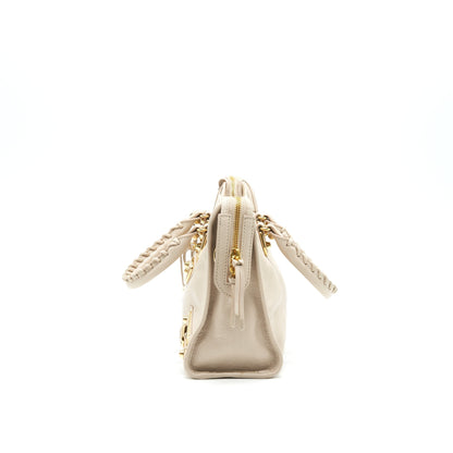 Balenciaga SMALL METALLIC EDGE CITY BEIGE GHW