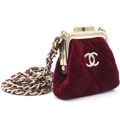 Red Velvet Clutch with Chain