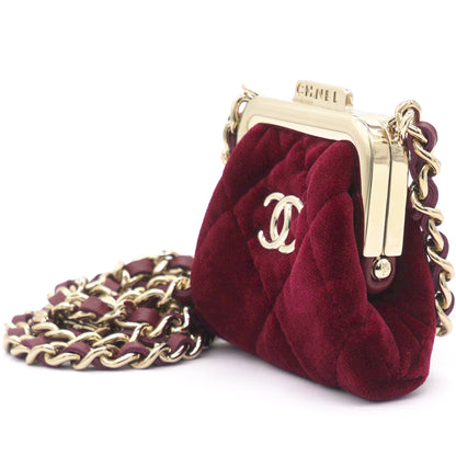Red Velvet Clutch with Chain