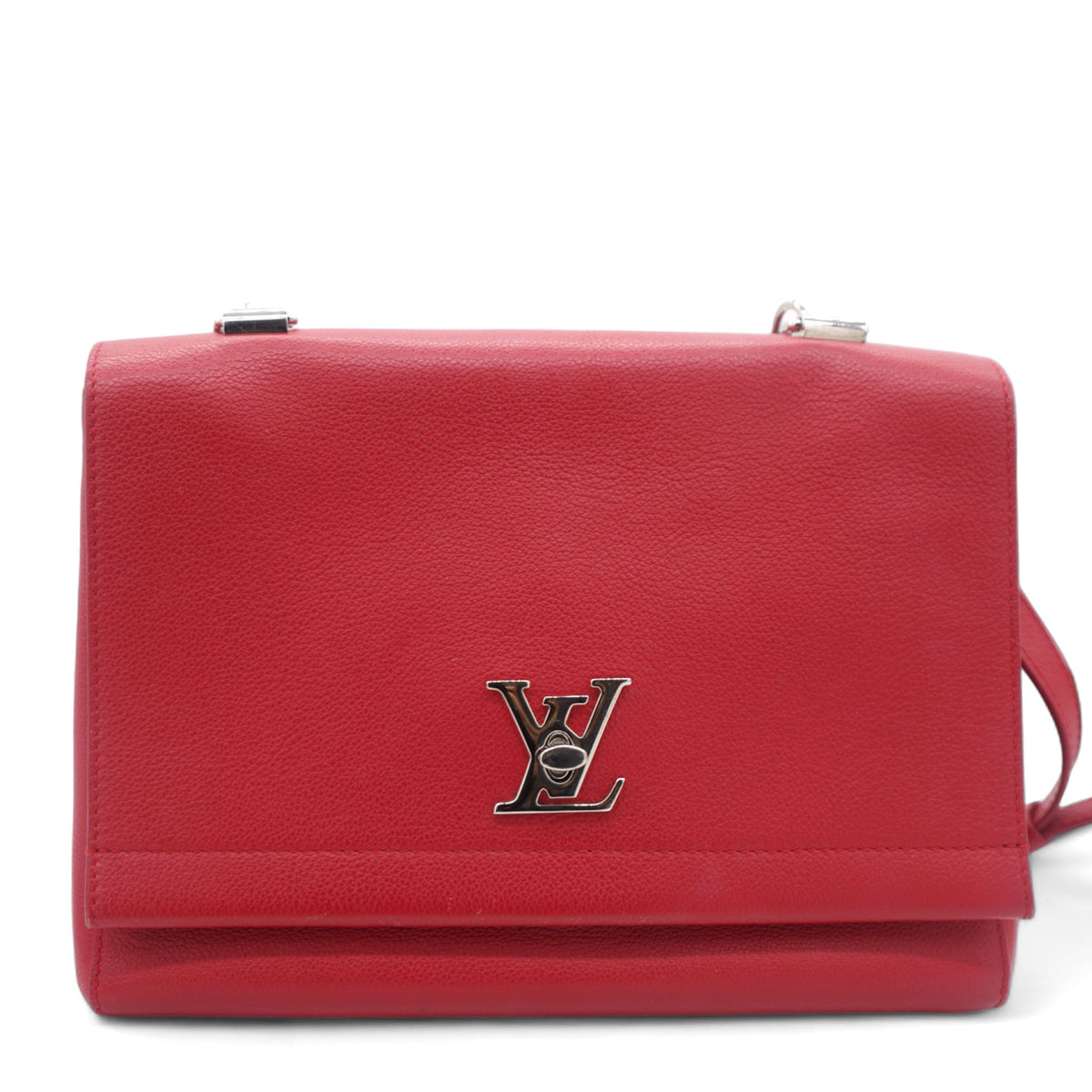 Louis-vuitton Red Leather Lockme II BB Top Handles