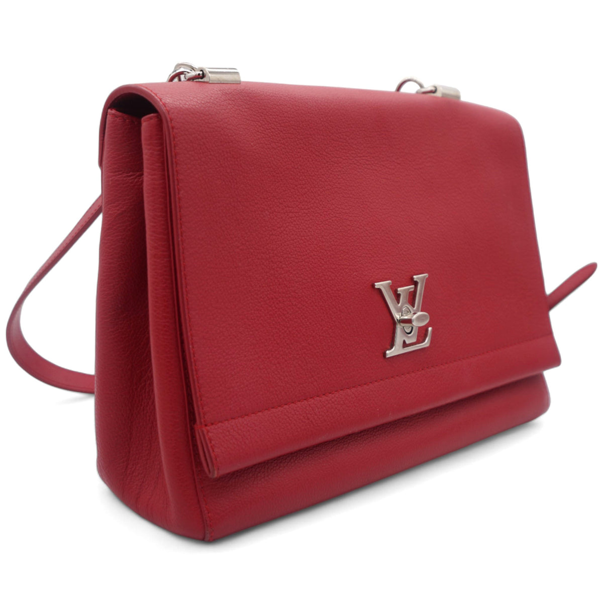 Louis-vuitton Red Leather Lockme II BB Top Handles