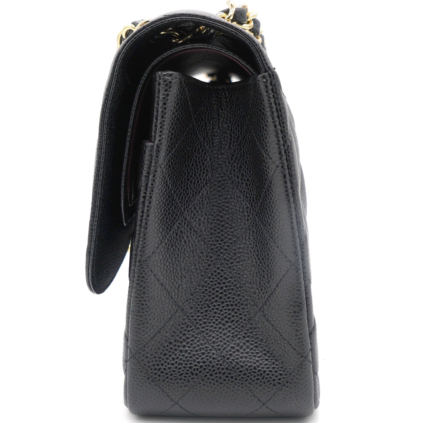 Black Quilted Caviar Jumbo Classic Double Flap Bag