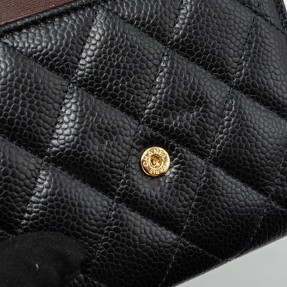 Chanel Classic Compact Wallet Caviar Black GHW(Microchip)