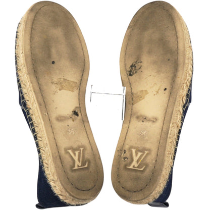 Louis-vuitton Canvas Waterfall Espadrille Flats Marine Size36
