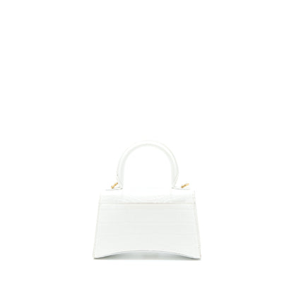 Balenciaga Hourglass XS Croc Embossed Calfskin White GHW