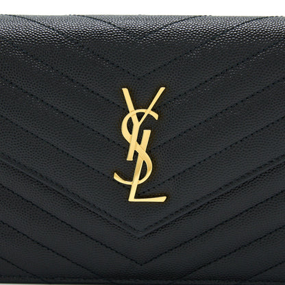 Saint Laurent/YSL Envelop Chain Wallet Black GHW