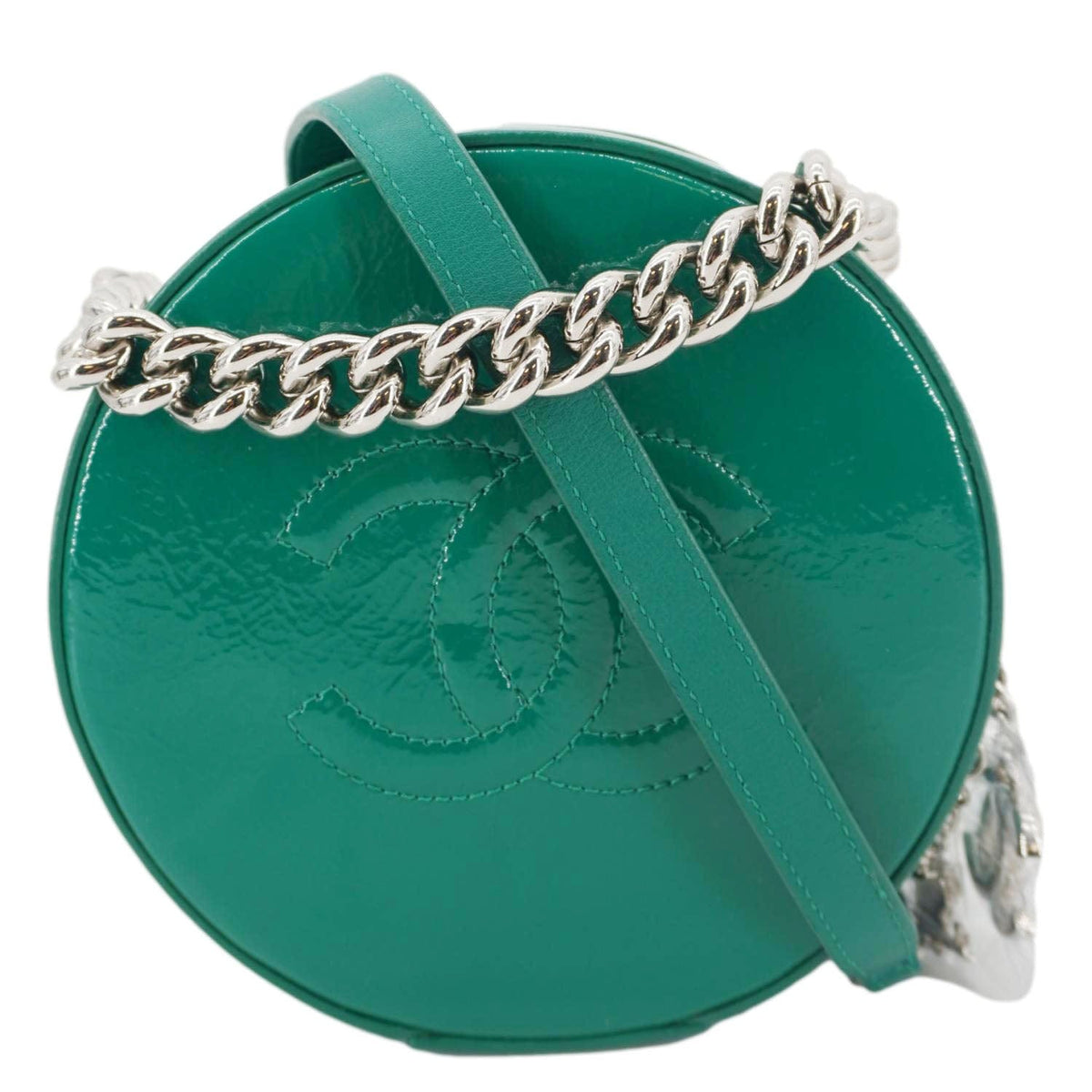 Chanel Round as Earth Patent Leather Crossbody Bag Green