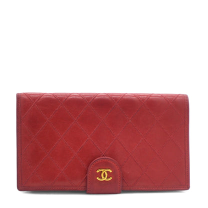 Long Calfskin Quilted Triofold Wallet