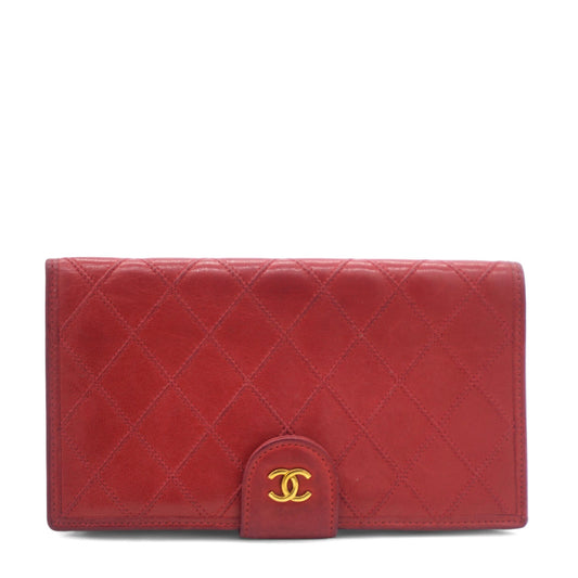 Long Calfskin Quilted Triofold Wallet