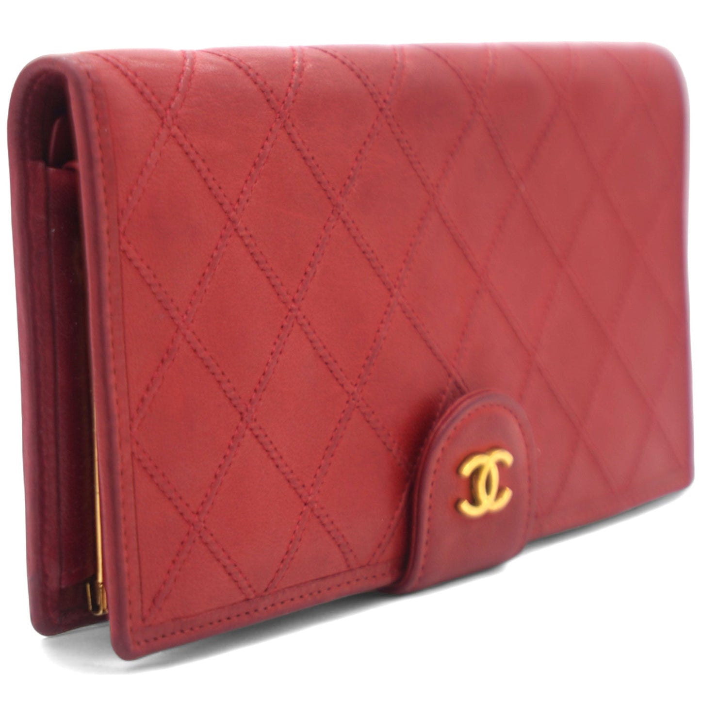 Long Calfskin Quilted Triofold Wallet