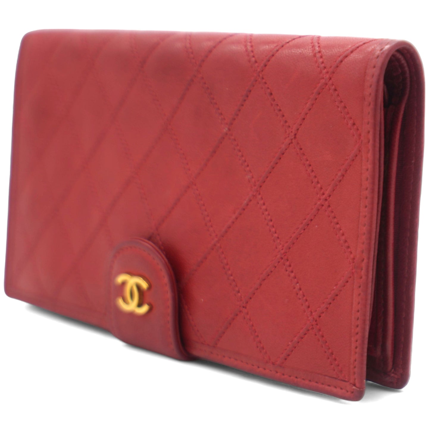 Long Calfskin Quilted Triofold Wallet