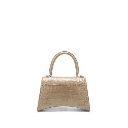 Balenciaga Small Hourglass Bag Cro Embossed Calfskin Dark Beige SHW