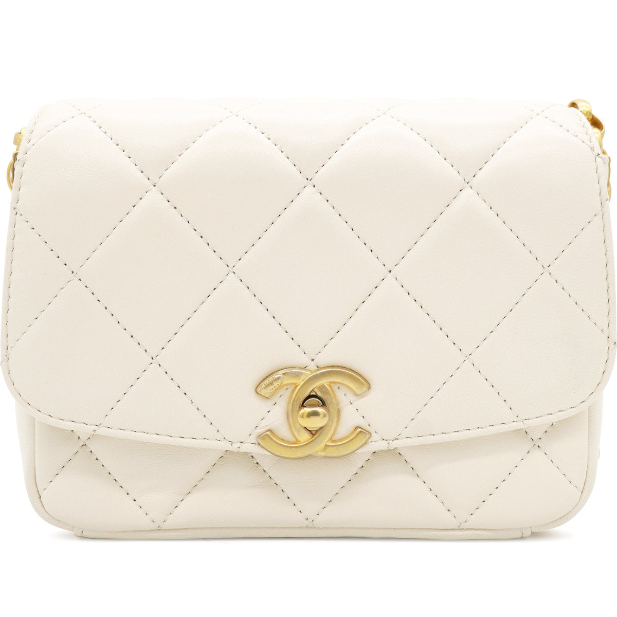 Quilted White Flap Bag
