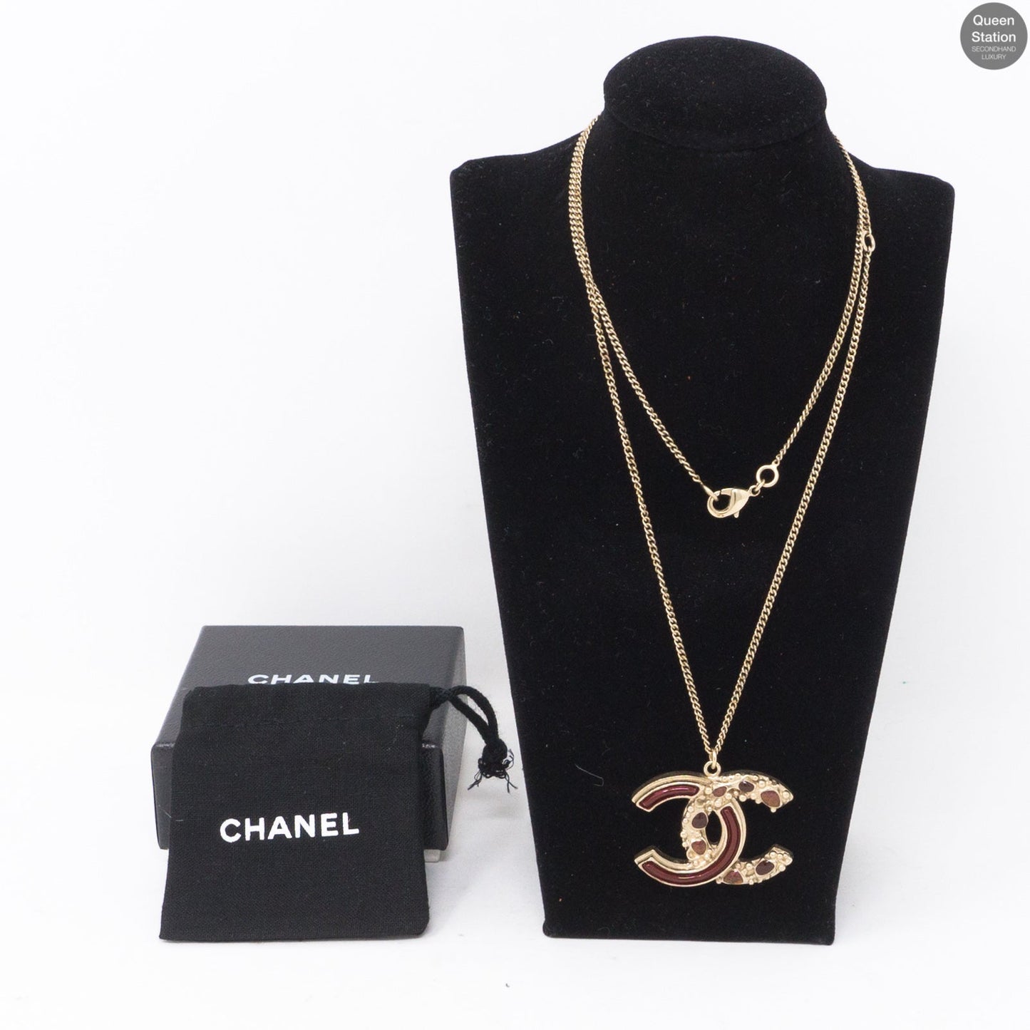 Large CC Necklace Red Gold