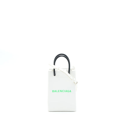 Balenciaga Mini Shopping Phone Pouch Calfskin White/Multicolour SHW