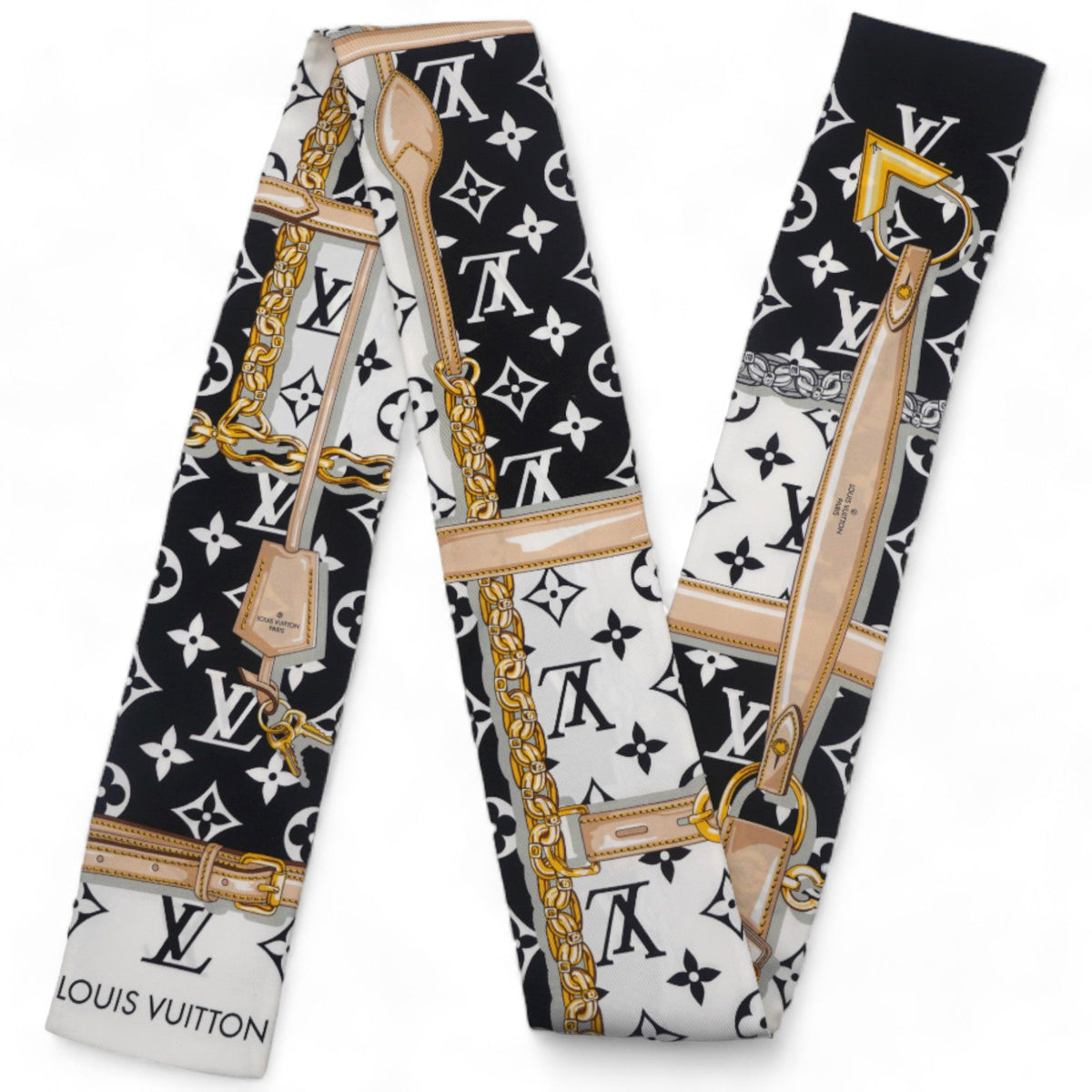 Louis-vuitton Black Logo Monogram Silk Bandeau
