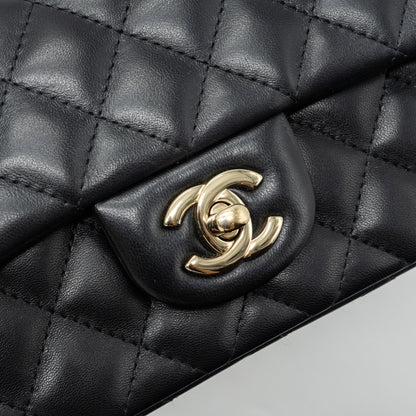 Chanel Classic Mini Rectangular Flap Bag Lambskin Black LGHW (Microchip)