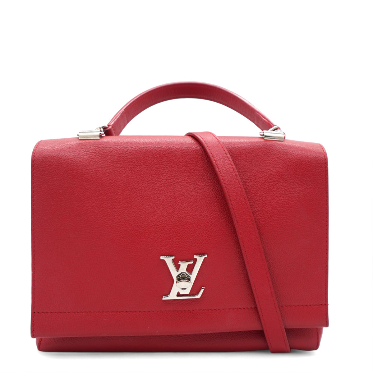 Louis-vuitton Red Leather Lockme II BB Top Handles