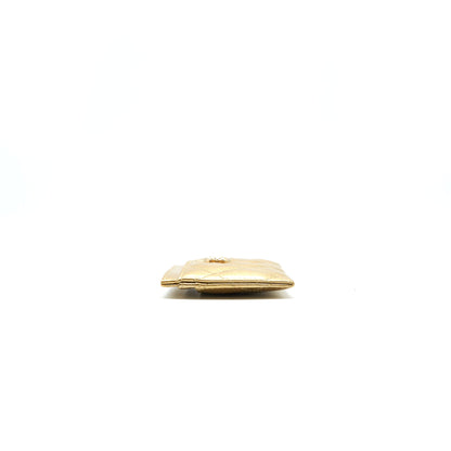 Chanel Quilted Card Holder Lambskin Gold Colour with Gold and Pearl CC Logo