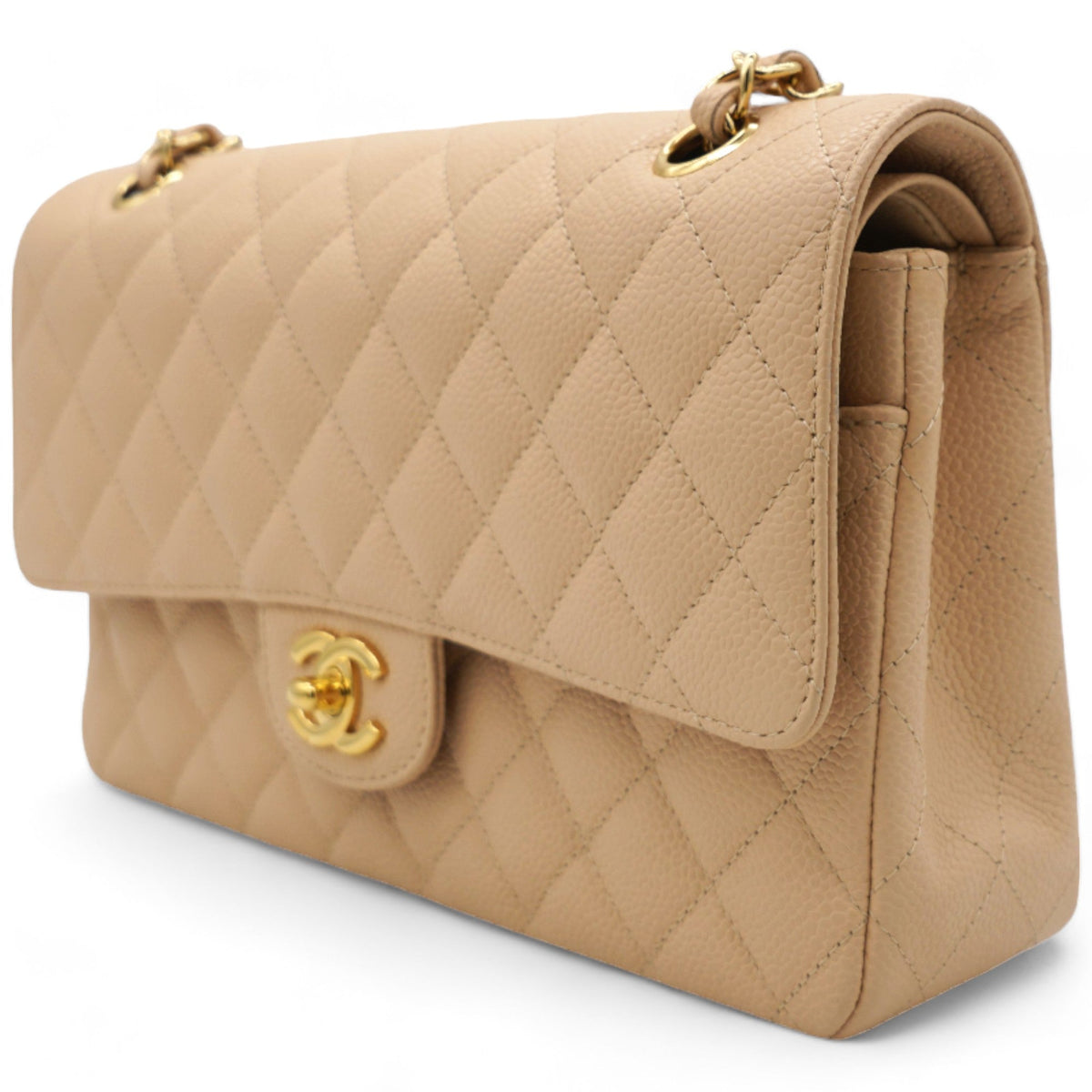 Classic Flap Medium Beige Clair Caviar