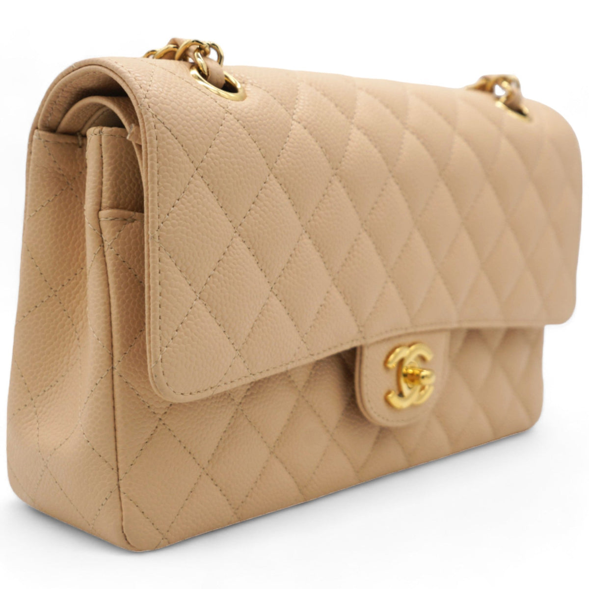 Classic Flap Medium Beige Clair Caviar